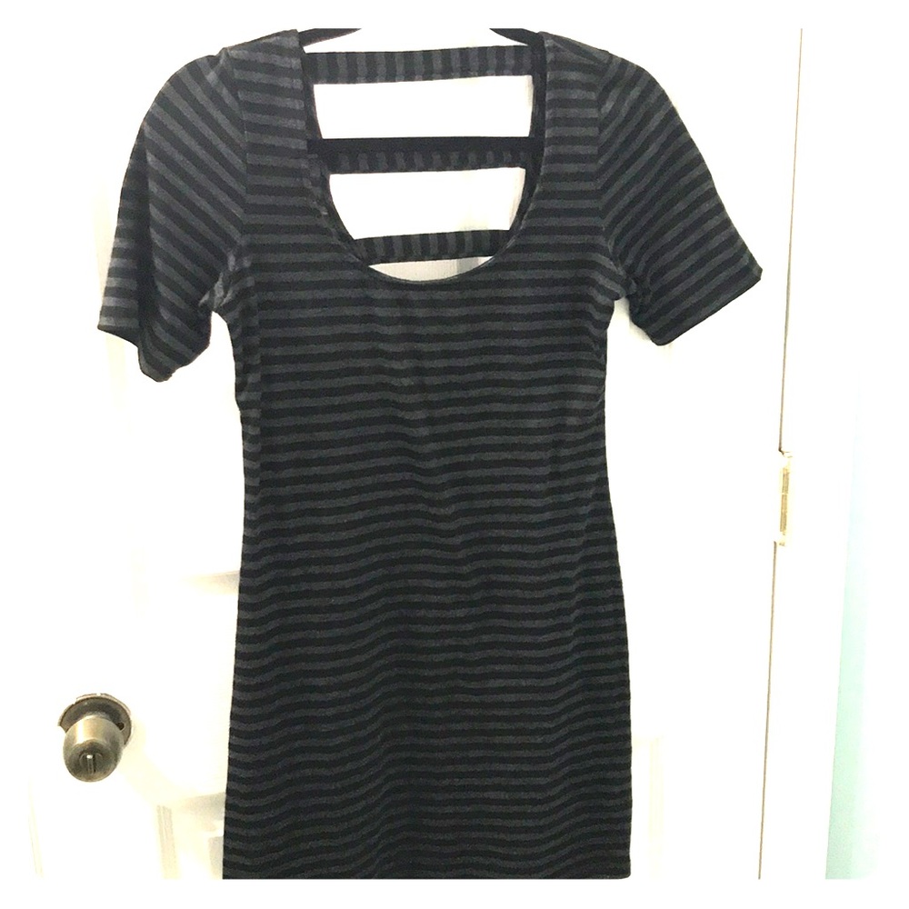 Gray and black stripped dress